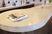 chic concrete countertop in a curved design